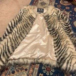 Animal print faux fur vest